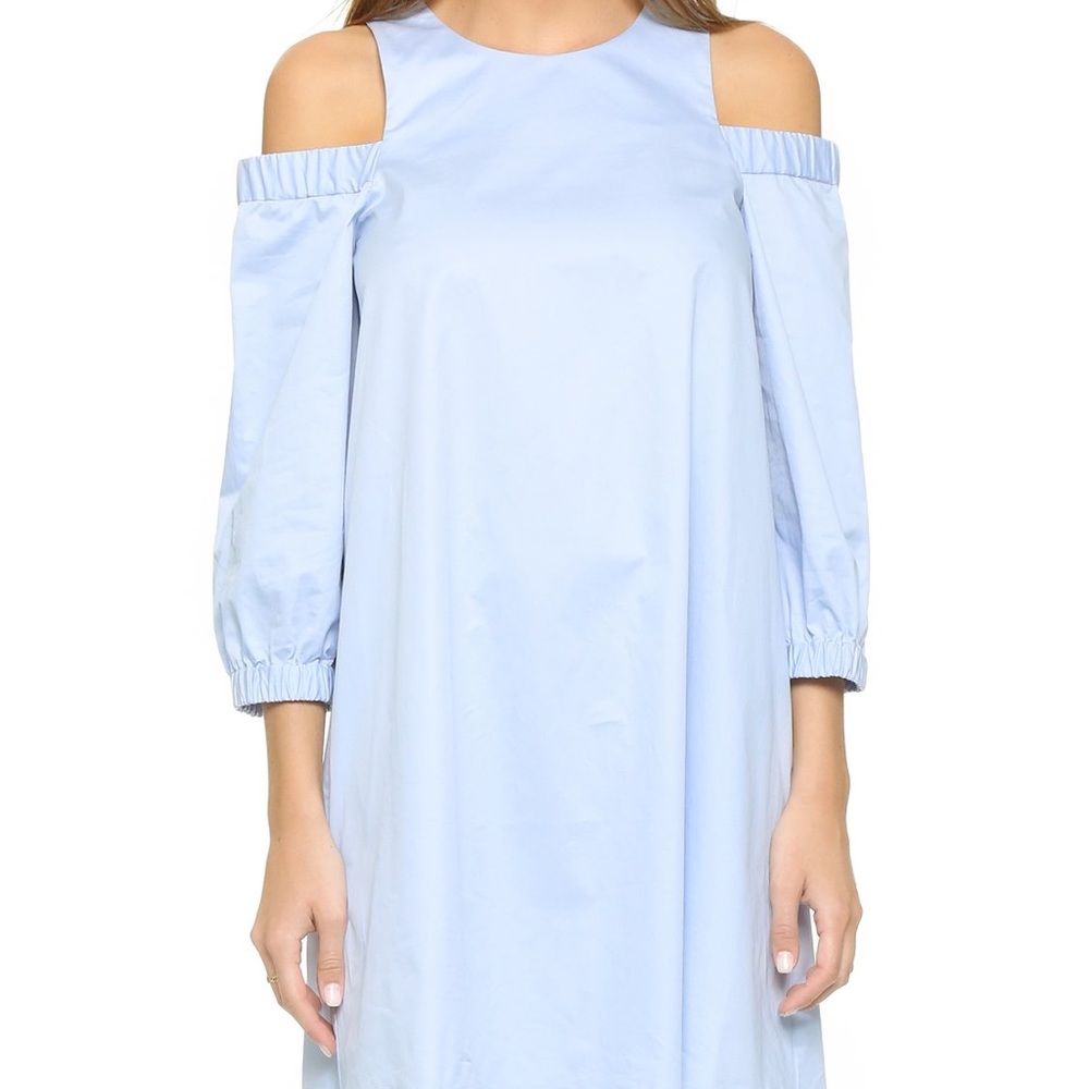 Tibi Light Blue Off The Shoulder Cotton Sheath Shift Dress